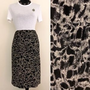 Vintage 70s Louben Faux Fur Leopard Pencil Skirt
